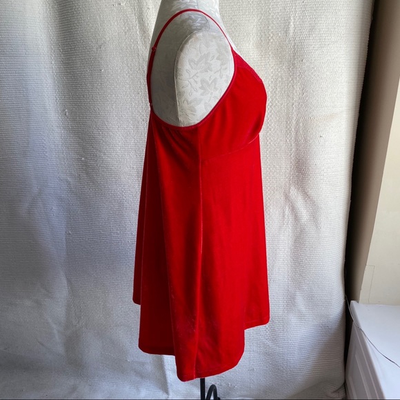 Vintage 90s M/L Velvet Babydoll Slip Dress Red - Picture 7 of 8